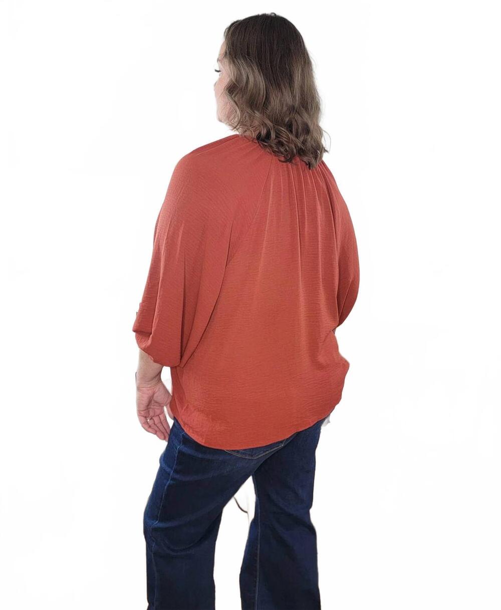 NEW EE:SOME macie long sleeve, light weight dressy top with v-neck - plus in rus - Picture 3 of 3